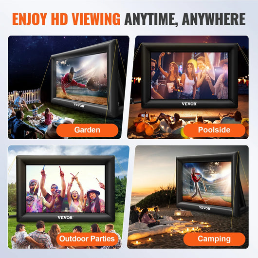 %a 20FT Inflatable Movie Projector Screen With Washable Air Blower 16:9 Home Cinema Camping Wedding Outdoor Use Game Camping
