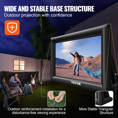 %a 20FT Inflatable Movie Projector Screen With Washable Air Blower 16:9 Home Cinema Camping Wedding Outdoor Use Game Camping