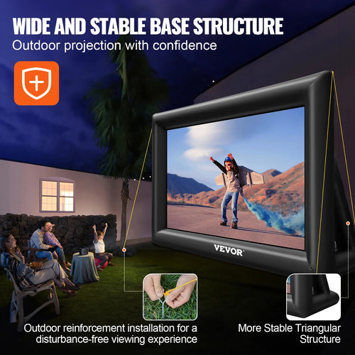 %a 20FT Inflatable Movie Projector Screen With Washable Air Blower 16:9 Home Cinema Camping Wedding Outdoor Use Game Camping