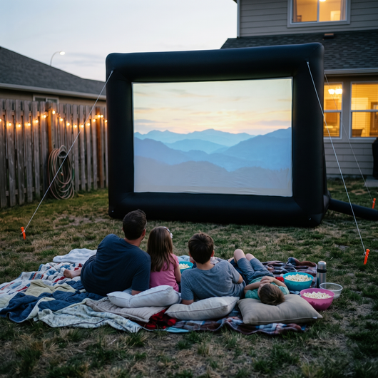 %a 20FT Inflatable Movie Projector Screen With Washable Air Blower 16:9 Home Cinema Camping Wedding Outdoor Use Game Camping